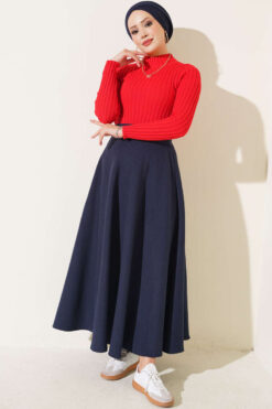 Alternative view of Ribbed Stretch Knit Sweater Red