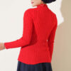 ⁦Ribbed Stretch Knit Sweater Red⁩ - الصورة ⁦3⁩