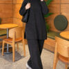 ⁦Wide-Sleeve Two-Piece Set with Waist Belt Anthracite⁩ - الصورة ⁦5⁩