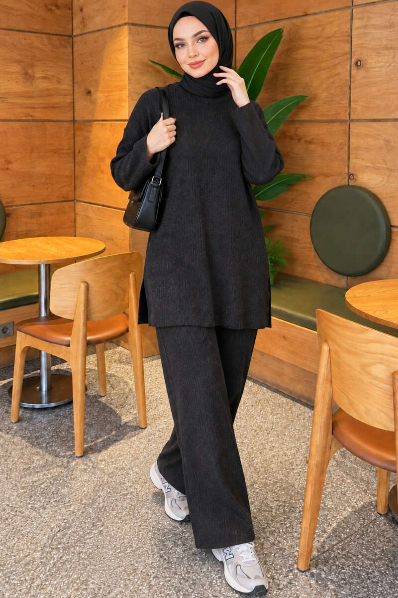 Basic two-piece set with tie detail Anthracite - Image 5