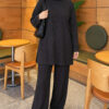 Ribbed Knit Two-Piece Set with Side Slit Hem Anthracite - Afbeelding 2