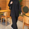 Ribbed Knit Two-Piece Set with Side Slit Hem Anthracite - Afbeelding 3
