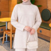 Ribbed Knit Two-Piece Set with Side Slit Hem Beige – Bild 2