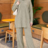 Ribbed Knit Two-Piece Set with Side Slit Hem Hazel