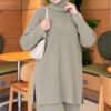 Ribbed Knit Two-Piece Set with Side Slit Hem Hazel - Afbeelding 2