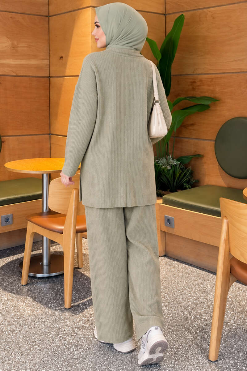 Ribbed Knit Two-Piece Set with Side Slit Hem Hazel - Afbeelding 4