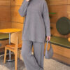 Two-Pocket Waffle Knit Two-Piece Set Smoke – Bild 5