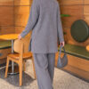 Ribbed Knit Two-Piece Set with Side Slit Hem Smoke - الصورة 4