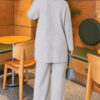 Ribbed Knit Two-Piece Set with Side Slit Hem Grey - Imagen 4