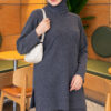 Ribbed Knit Two-Piece Set with Side Slit Hem Indigo - الصورة 2