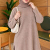 Ribbed Knit Two-Piece Set with Side Slit Hem Sand Beige - immagine 3