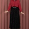 Flocked Pattern Tulle Skirt with Belt Black - immagine 2
