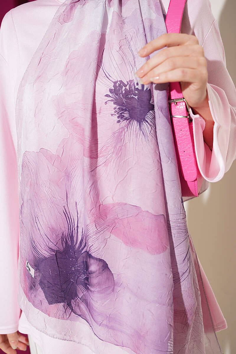 Flowers Bambu French Terry Shawl Lilac – Bild 4