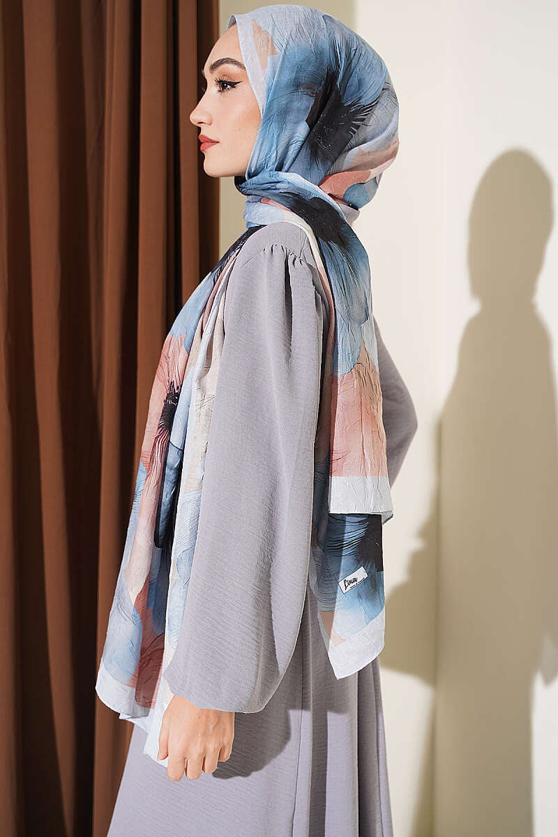 Flowers Bambu French Terry Shawl Baby Blue – Bild 3
