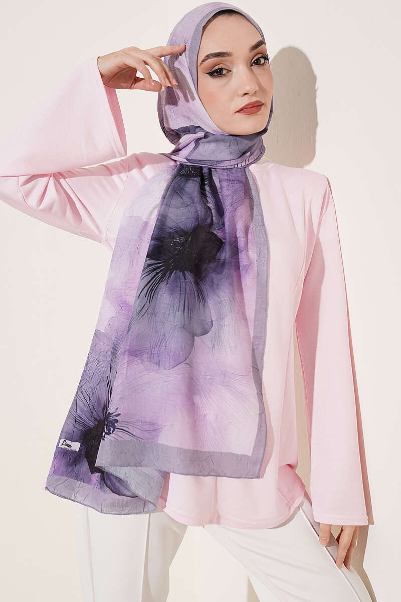 Flowers Bambu French Terry Shawl Grey - Imagen 2