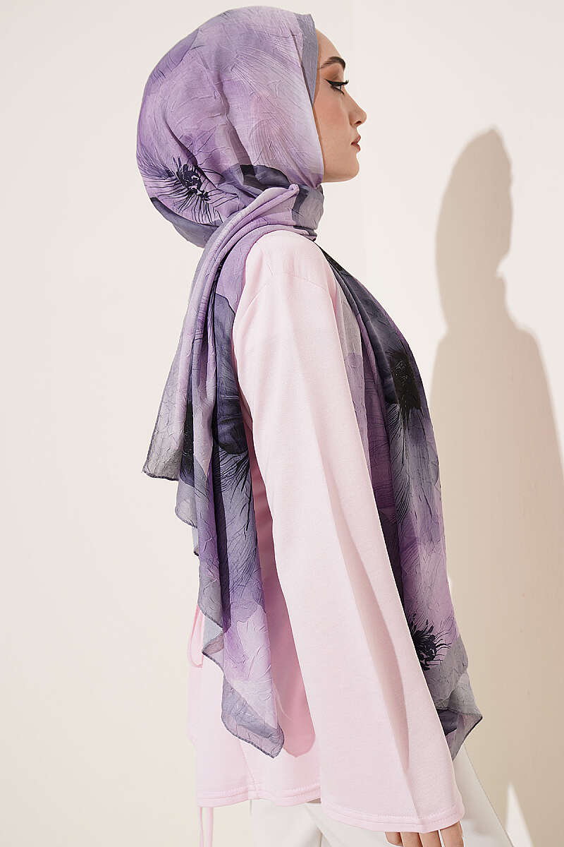 Flowers Bambu French Terry Shawl Grey - Imagen 3