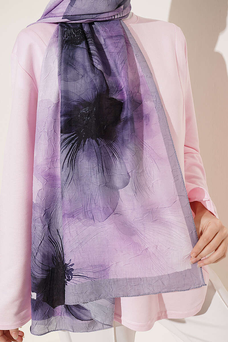 Flowers Bambu French Terry Shawl Grey - Imagen 4