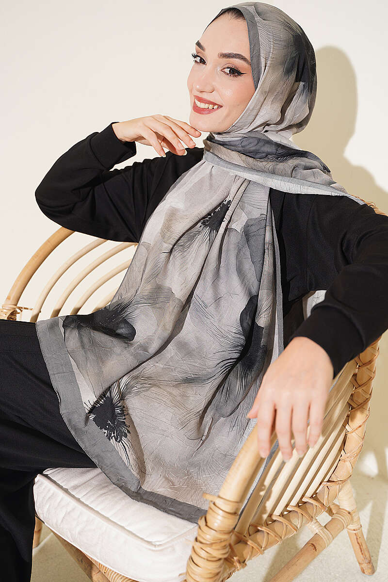 Flowers Bambu French Terry Shawl Khaki - Afbeelding 2