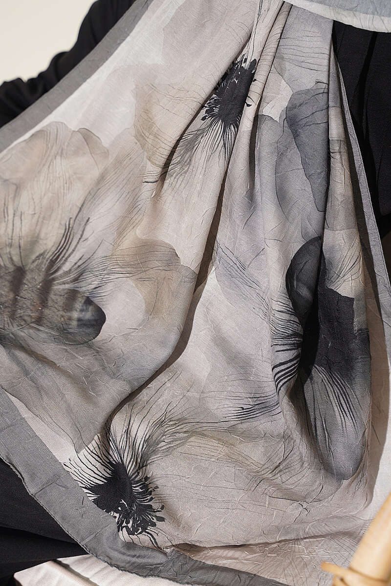 Flowers Bambu French Terry Shawl Khaki - Afbeelding 4
