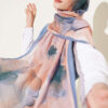Flowers Bambu French Terry Shawl Indigo