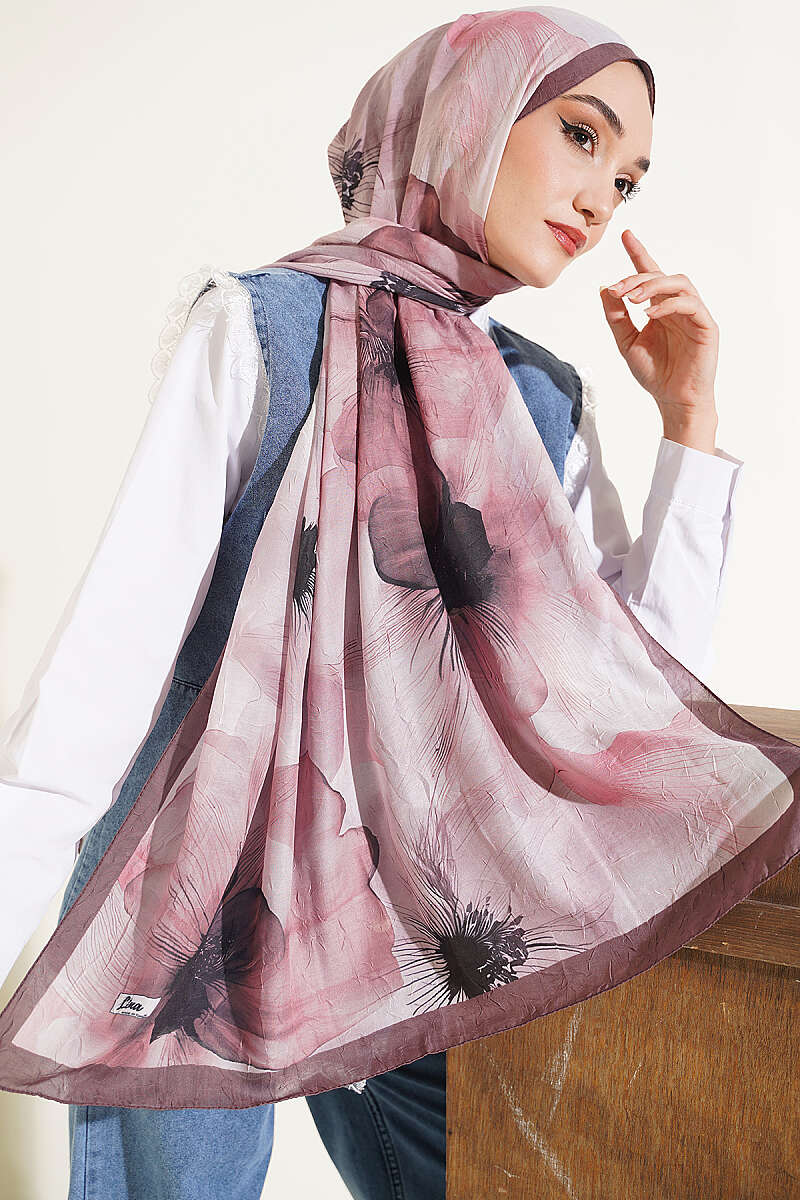 Flowers Bambu French Terry Shawl Brown – Bild 2