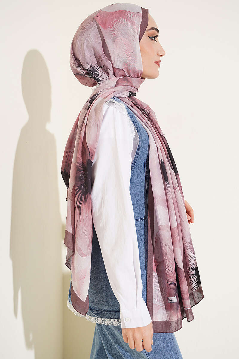 Flowers Bambu French Terry Shawl Brown – Bild 3