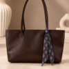 Square-shaped handbag with scarf detail Dark Brown