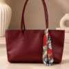 Square-shaped handbag with scarf detail Burgundy