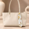 Square-shaped handbag with scarf detail Cream