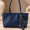 Square-shaped handbag with scarf detail Navy Blue