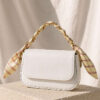 Rectangular Bag with Scarf and Chain Detail White