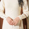 Shawl-Accent Knit Dress Beige – Image 4