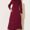 Shawl-Accent Knit Dress Burgundy