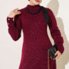 Shawl-Accent Knit Dress Burgundy – Bild 2