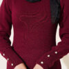 Shawl-Accent Knit Dress Burgundy – Bild 4