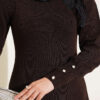 Shawl-Accent Knit Dress Brown – Bild 4