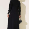 ⁦Shawl-Accent Knit Dress Black⁩ - الصورة ⁦3⁩