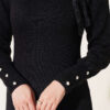 ⁦Shawl-Accent Knit Dress Black⁩ - الصورة ⁦4⁩
