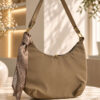 Oval Shoulder Bag with Scarf Mink