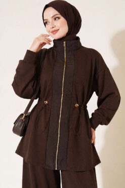 Alternative view of Knitted Waistband Tucked Lounge Set Brown