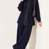 Knitted Waistband Tucked Lounge Set Navy Blue