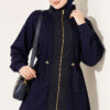 Knitted Waistband Tucked Lounge Set Navy Blue - الصورة 2