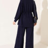 Knitted Waistband Tucked Lounge Set Navy Blue - الصورة 4