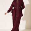 Knitted Waistband Tucked Lounge Set Plum