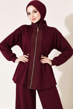 Alternative view of Knitted Waistband Tucked Lounge Set Plum