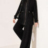 Knitted Waistband Tucked Lounge Set Black