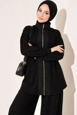 Alternative view of Knitted Waistband Tucked Lounge Set Black