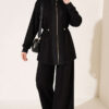 Knitted Waistband Tucked Lounge Set Black – Bild 4