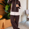 Hooded French Terry Jogger Two-Piece Set Brown