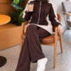 Hooded French Terry Jogger Two-Piece Set Brown - Image 2